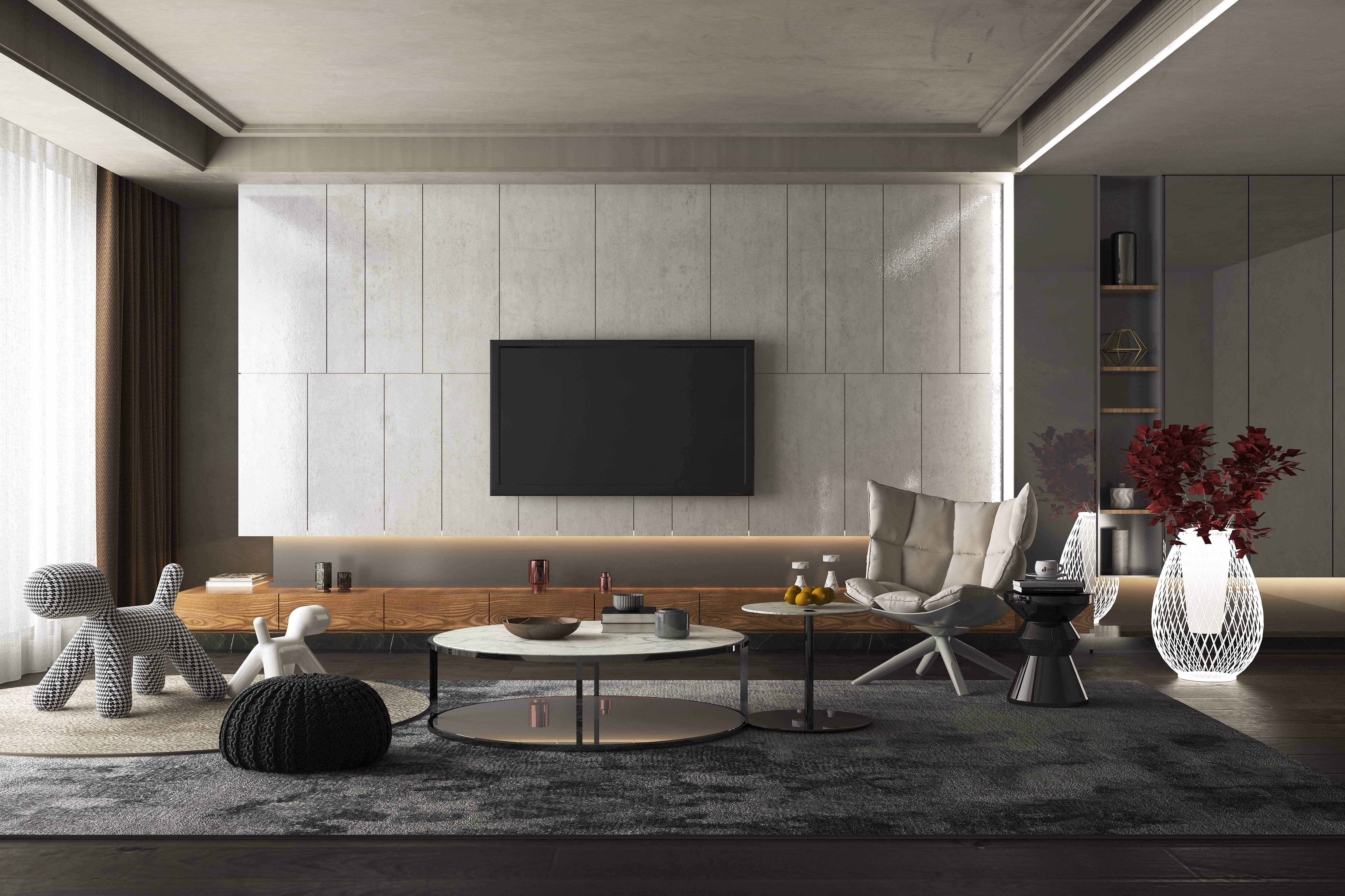 PET白+灰裝修風(fēng)格全屋定制效果圖